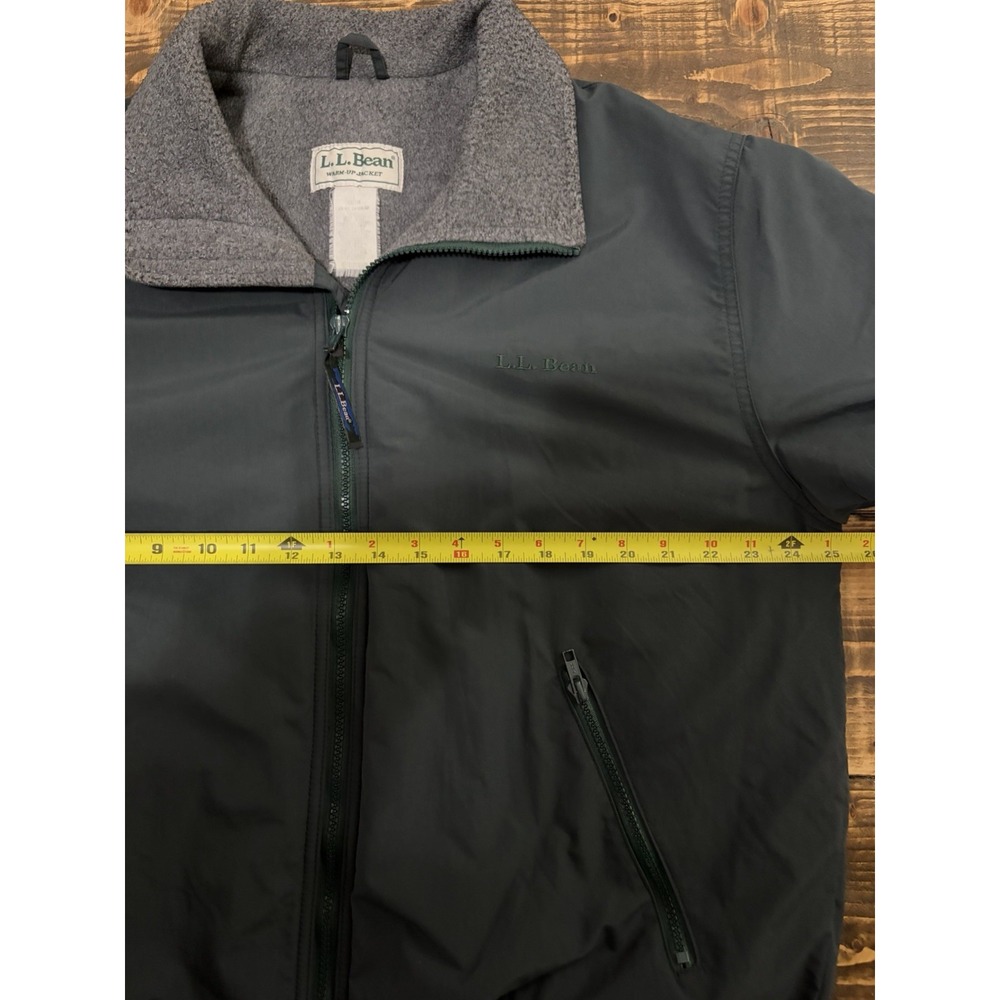 Vintage L.L.Bean Warm-Up Jacket Fleece Lined Full Zip Green Bomber Coat 25x28 - Picture 9 of 11